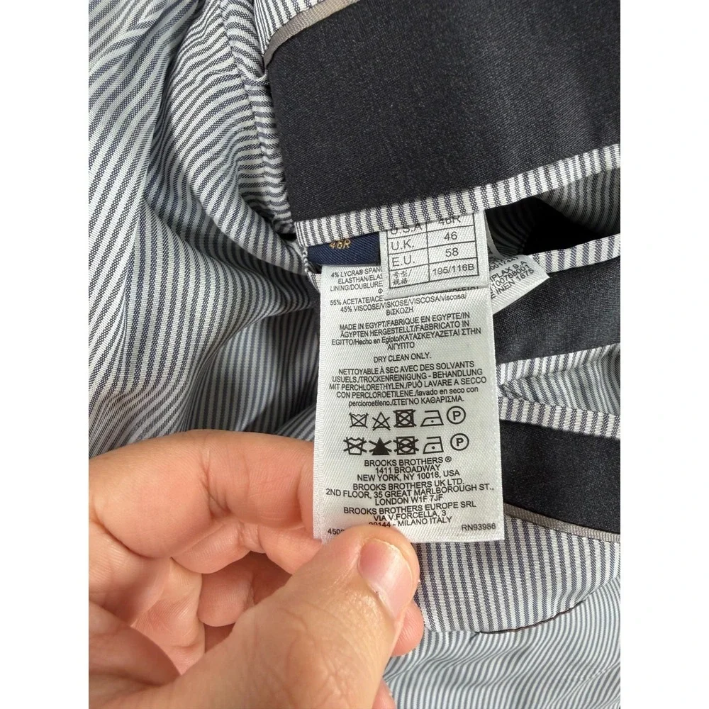 Brooks Brothers Explorer Blazer Men 46R Charcoal Gray Single Breasted Regent Fit